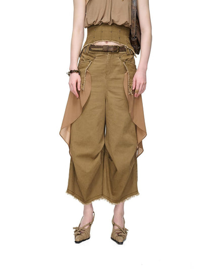 NORTH NODE Washed Chiffon Panel Patchwork Women&
