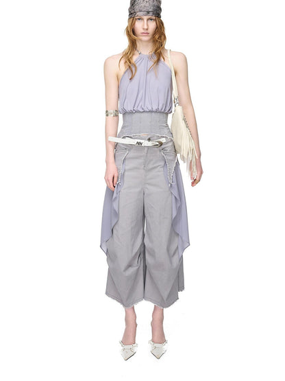 NORTH NODE Washed Chiffon Panel Patchwork Women&