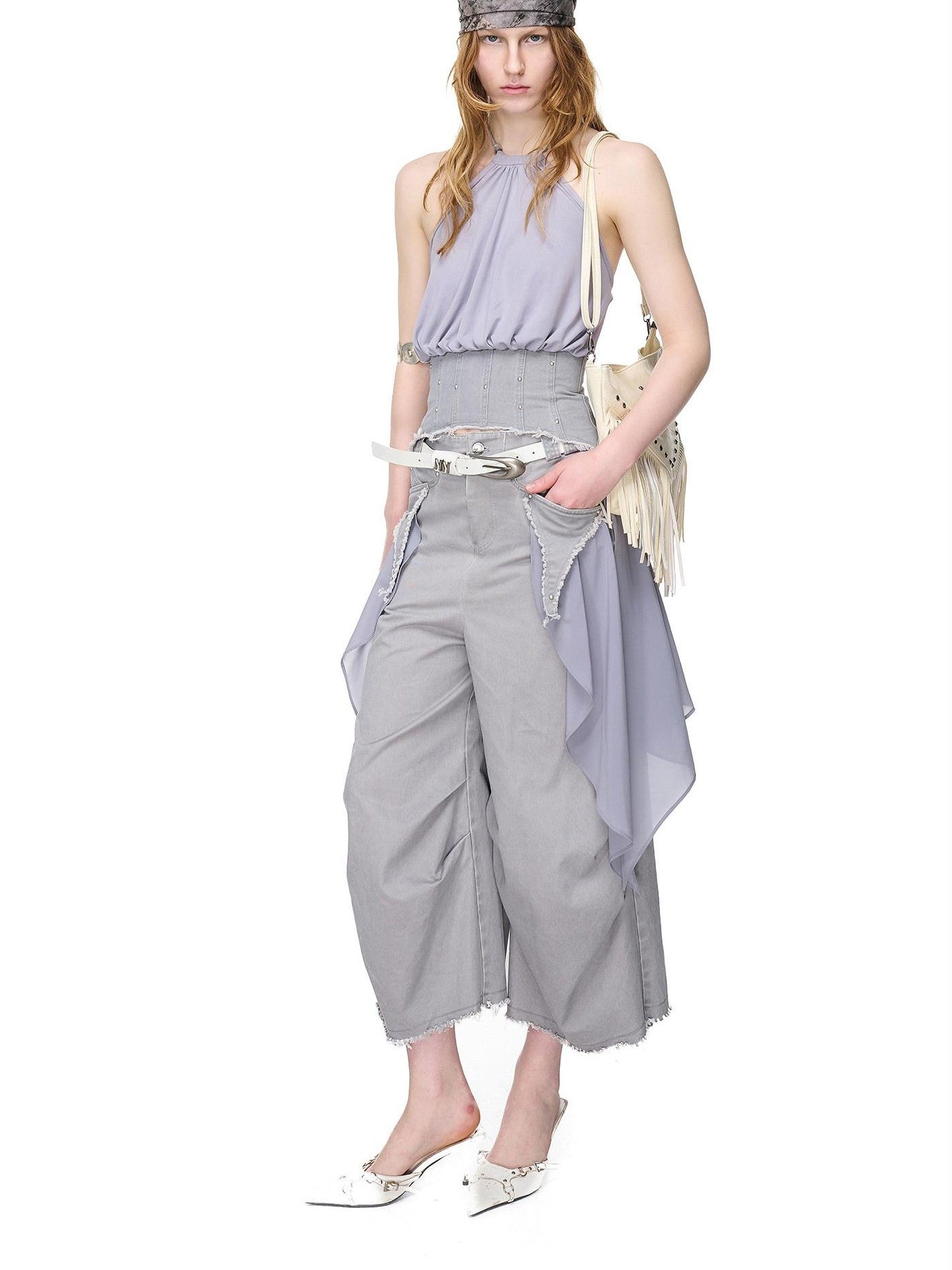NORTH NODE Washed Chiffon Panel Patchwork Women&