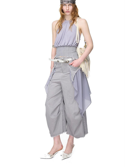NORTH NODE Washed Chiffon Panel Patchwork Women&