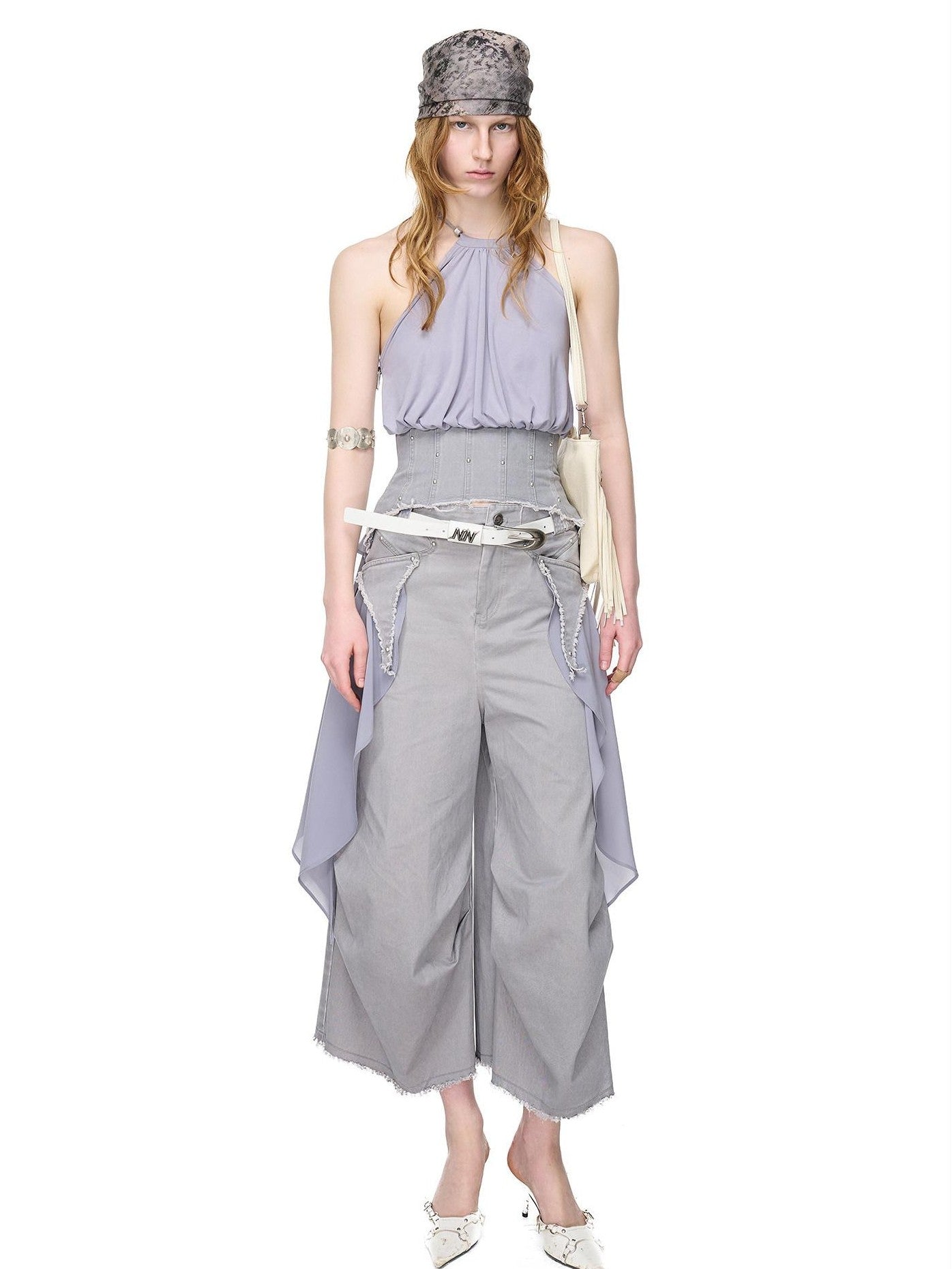 NORTH NODE Washed Chiffon Panel Patchwork Women&