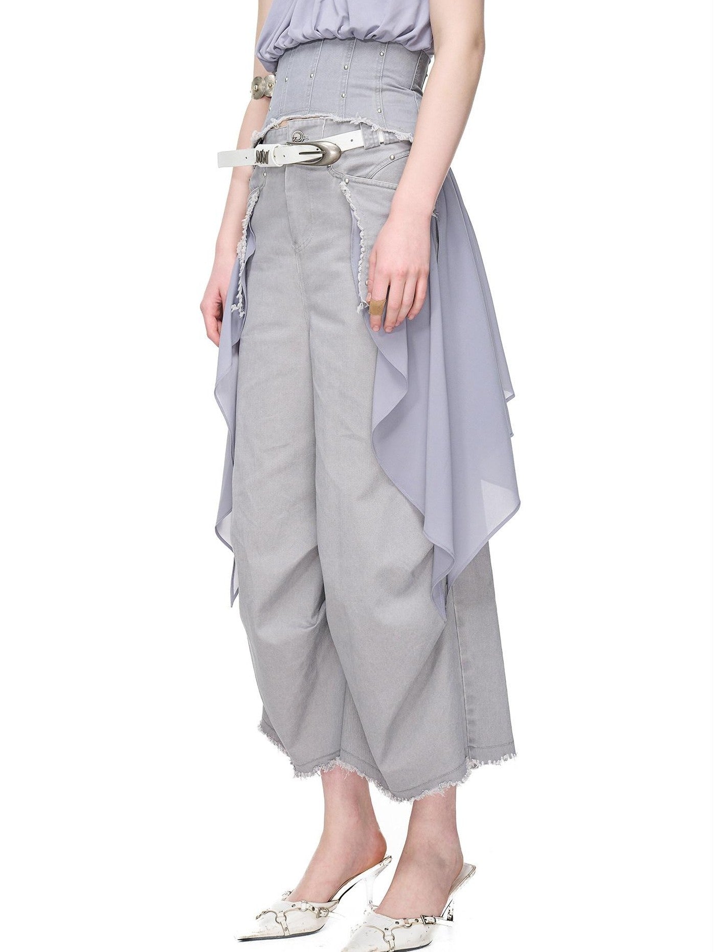 NORTH NODE Washed Chiffon Panel Patchwork Women&