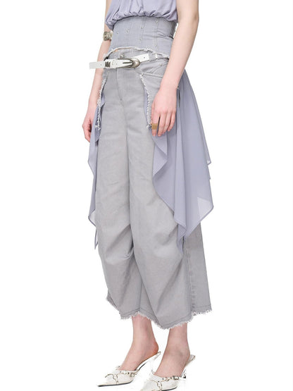 NORTH NODE Washed Chiffon Panel Patchwork Women&