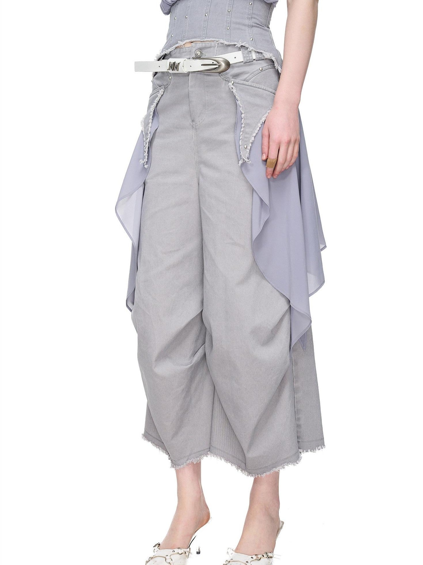 NORTH NODE Washed Chiffon Panel Patchwork Women&