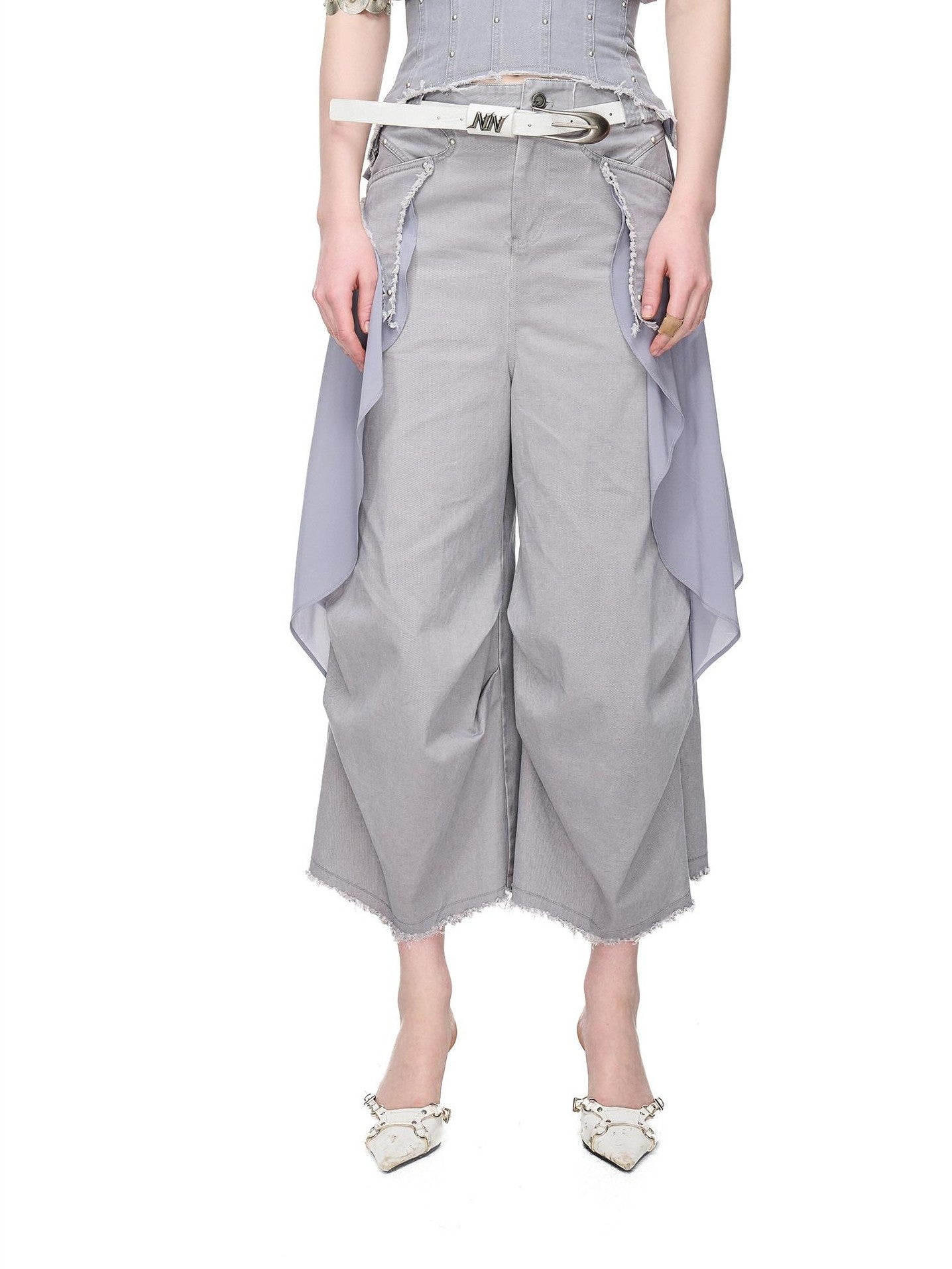 NORTH NODE Washed Chiffon Panel Patchwork Women&