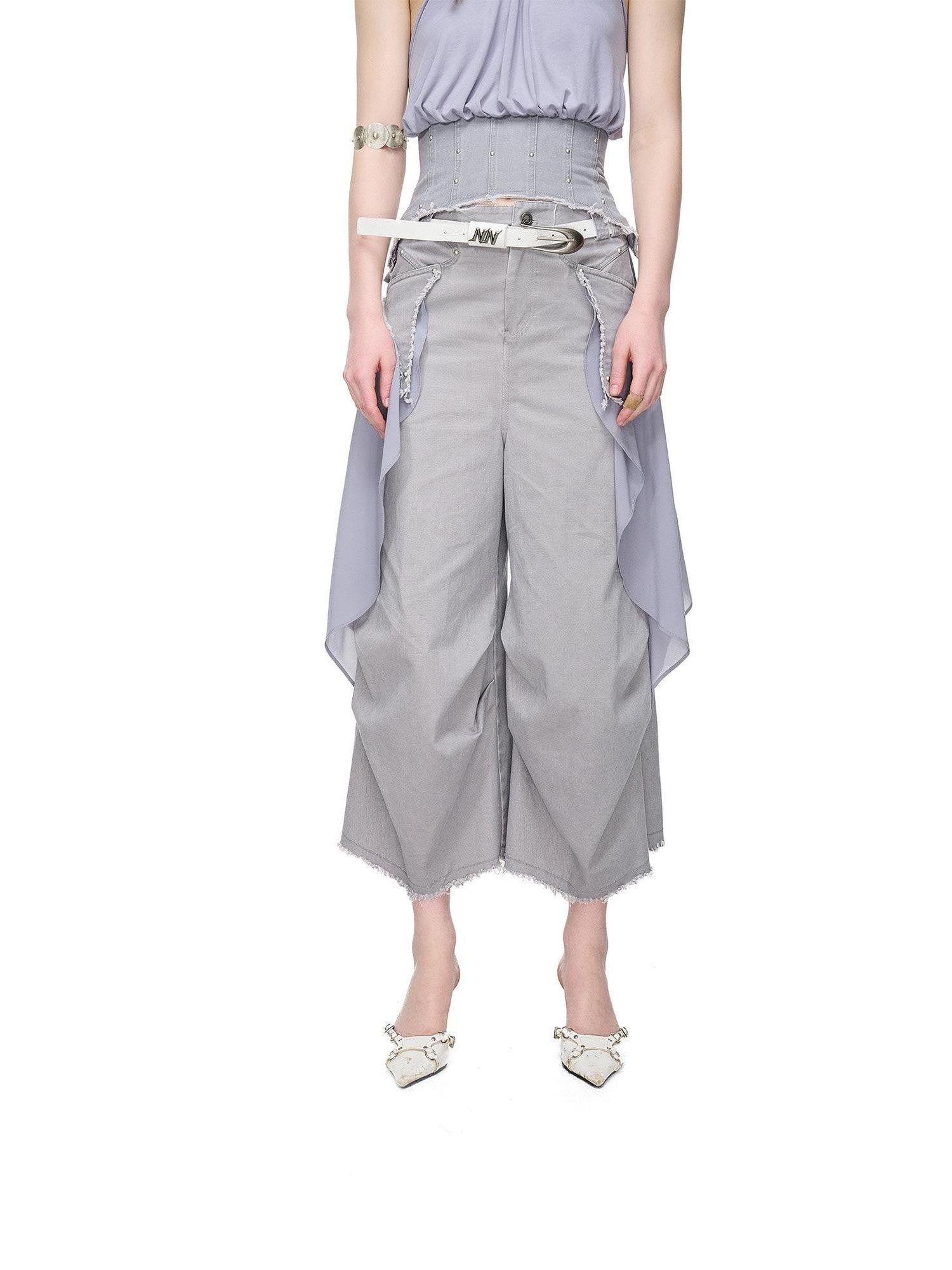 NORTH NODE Washed Chiffon Panel Patchwork Women&