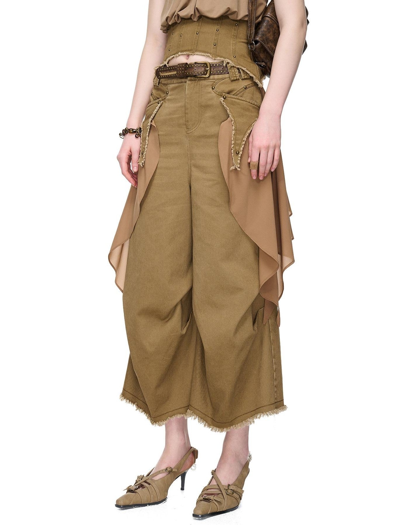 NORTH NODE Washed Chiffon Panel Patchwork Women&