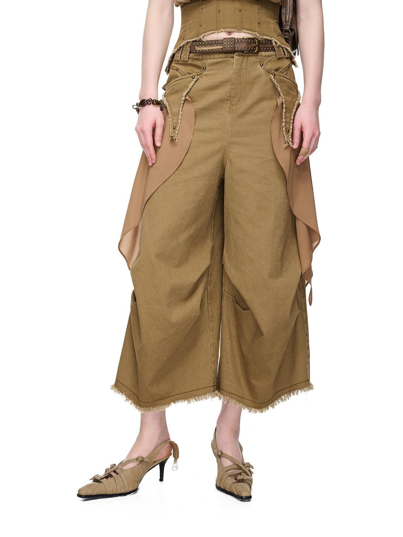 NORTH NODE Washed Chiffon Panel Patchwork Women&
