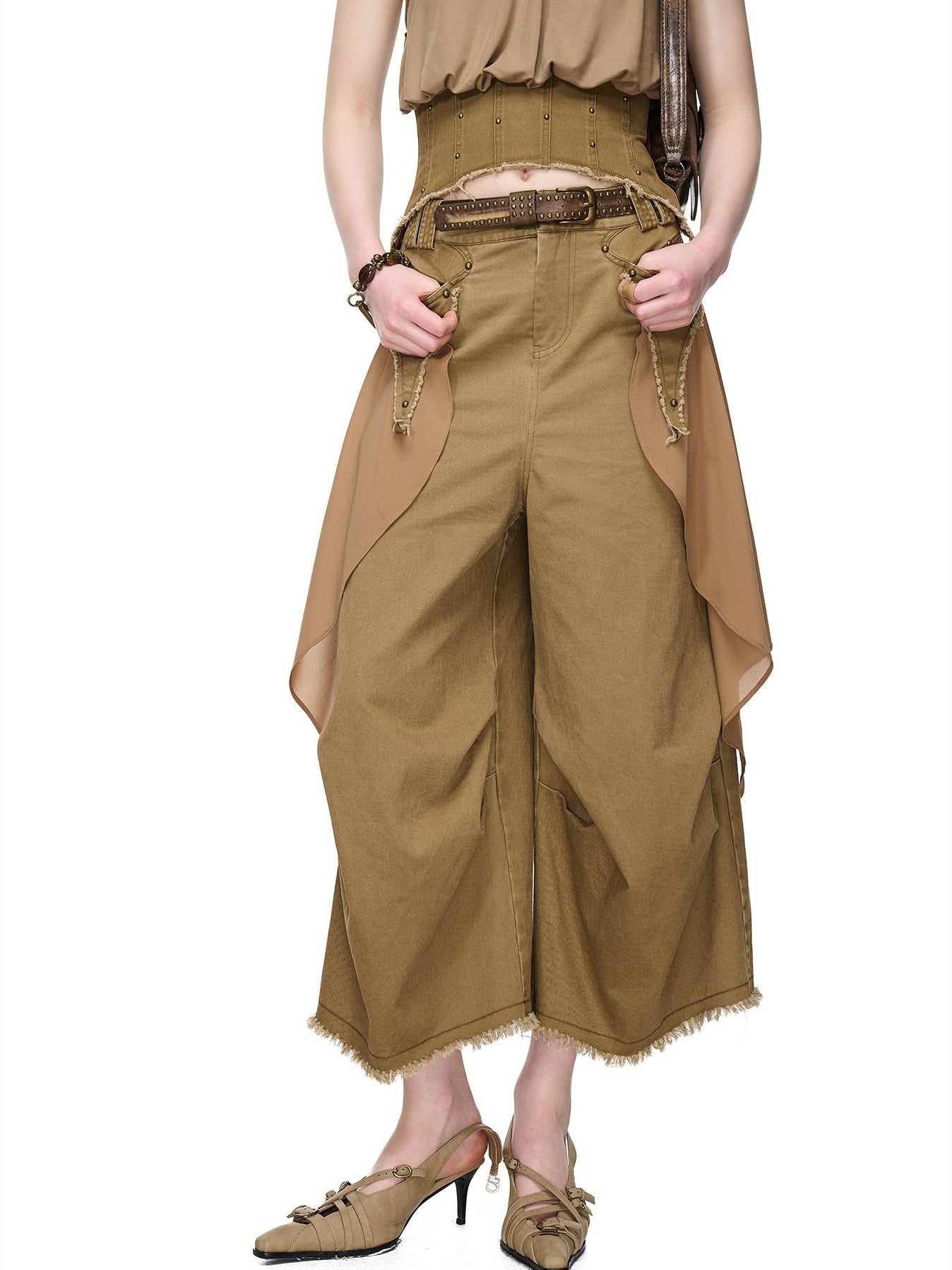 NORTH NODE Washed Chiffon Panel Patchwork Women&