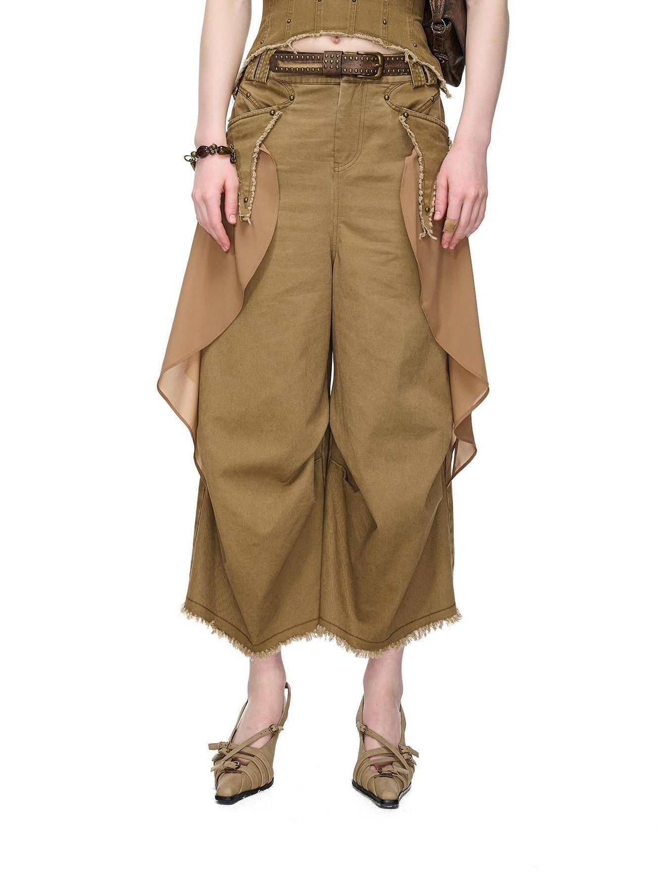 NORTH NODE Washed Chiffon Panel Patchwork Women&