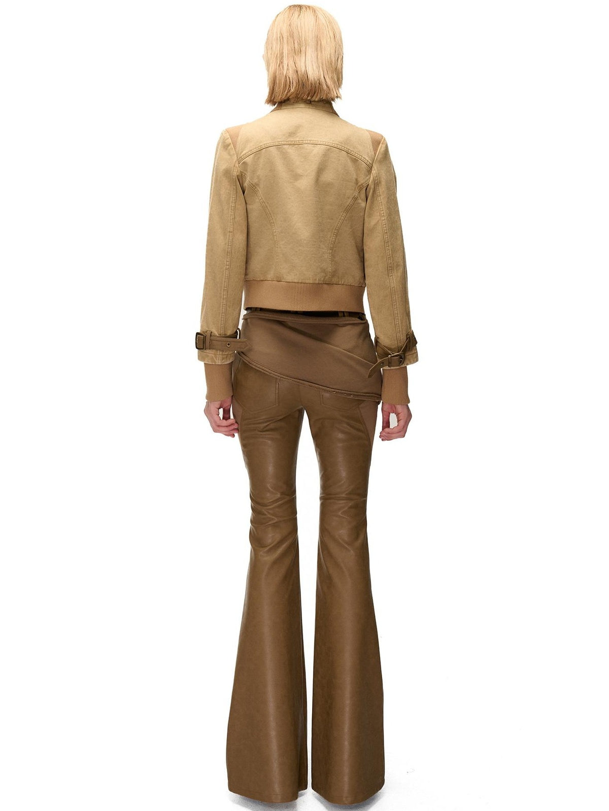 NORTH NODE Washed Distressed Color Block Panel Slimming Women&