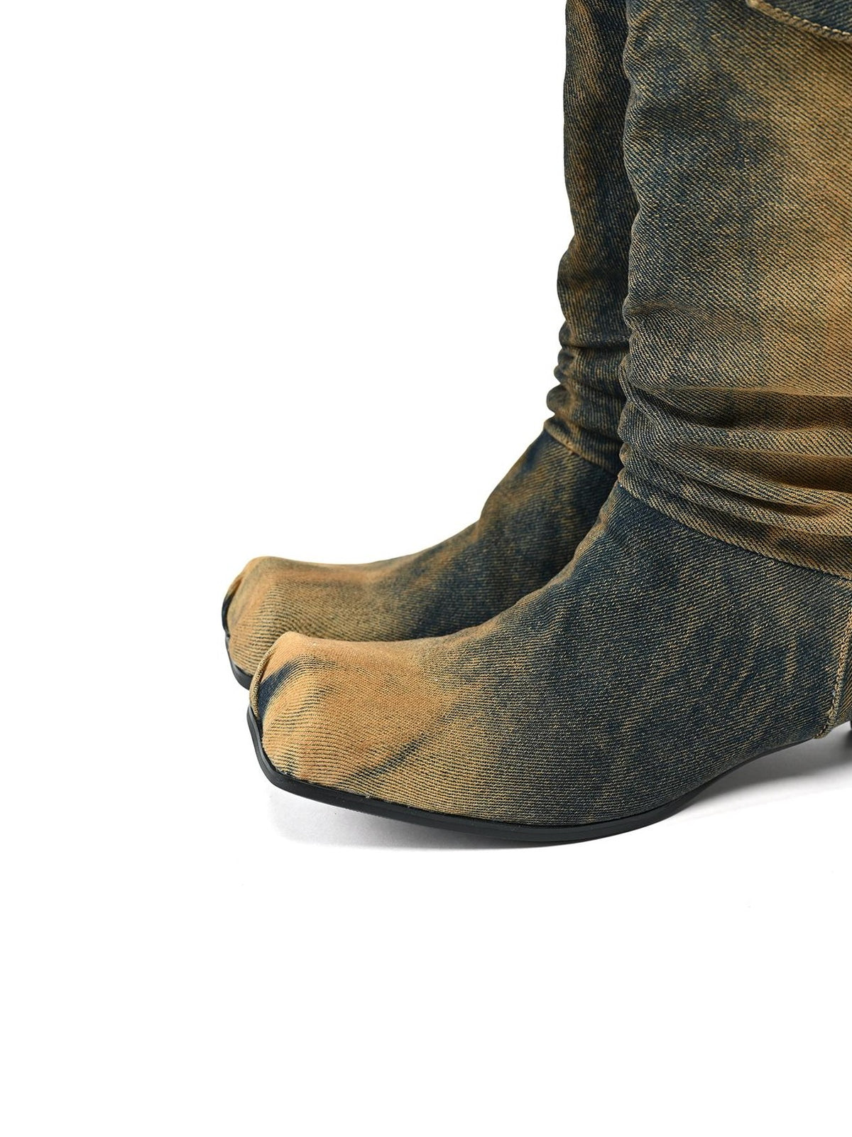 NORTH NODE Washed Distressed Denim Slip On Low Heel Women&