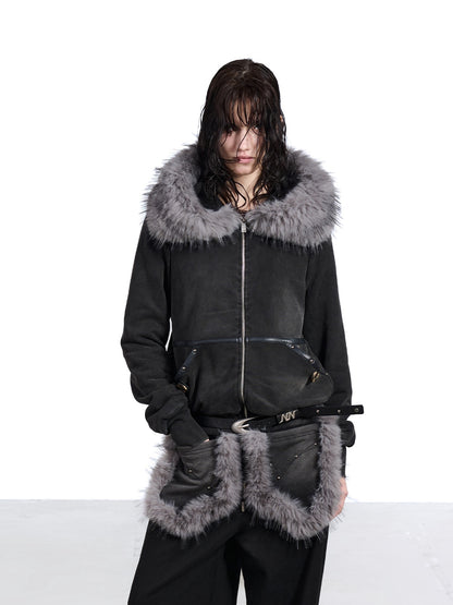 NORTH_NODE_Washed_Distressed_Fur_Collar_Hooded_Women&