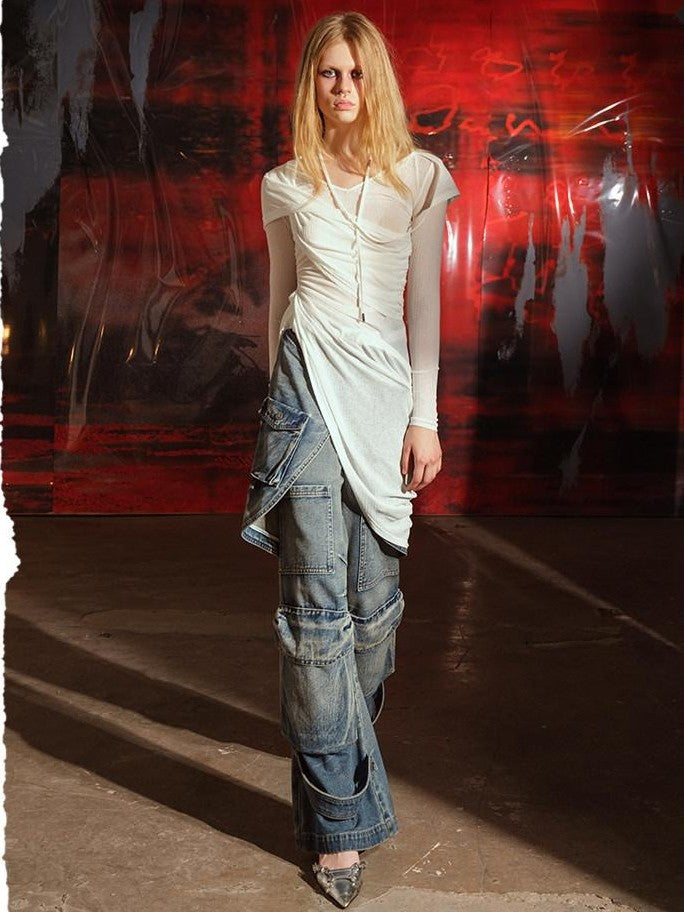 NORTH NODE Washed Distressed Heavy Duty Workwear Women&