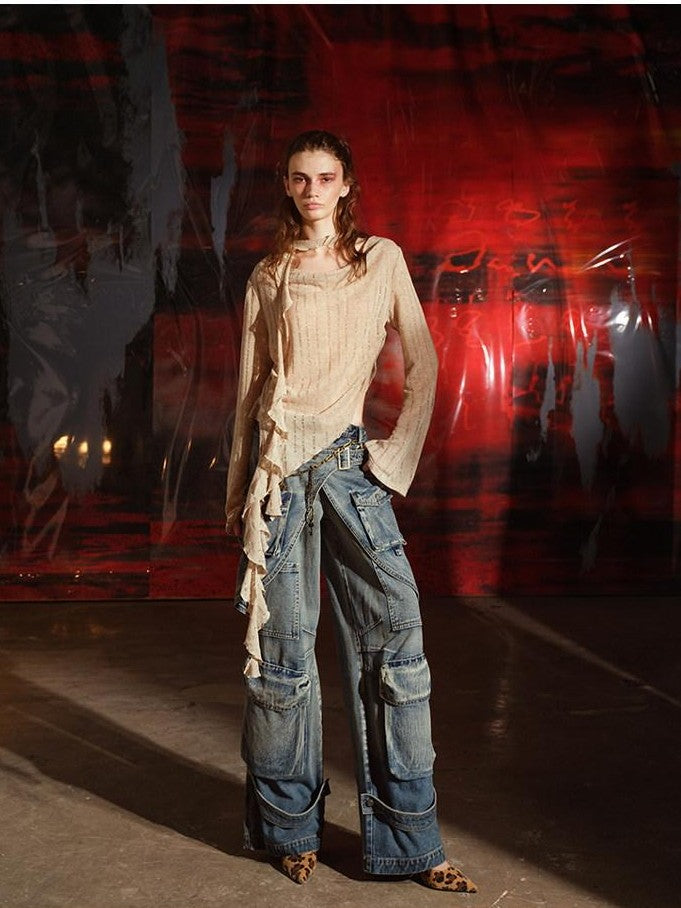 NORTH NODE Washed Distressed Heavy Duty Workwear Women&