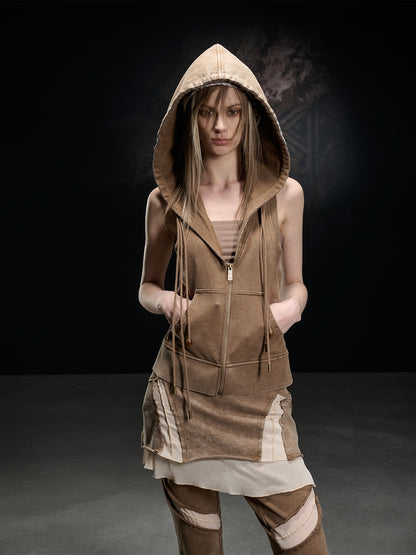 NORTH_NODE_Washed_Distressed_Hooded_Zip_Front_Slim_Fit_Side_Pocket_Women&