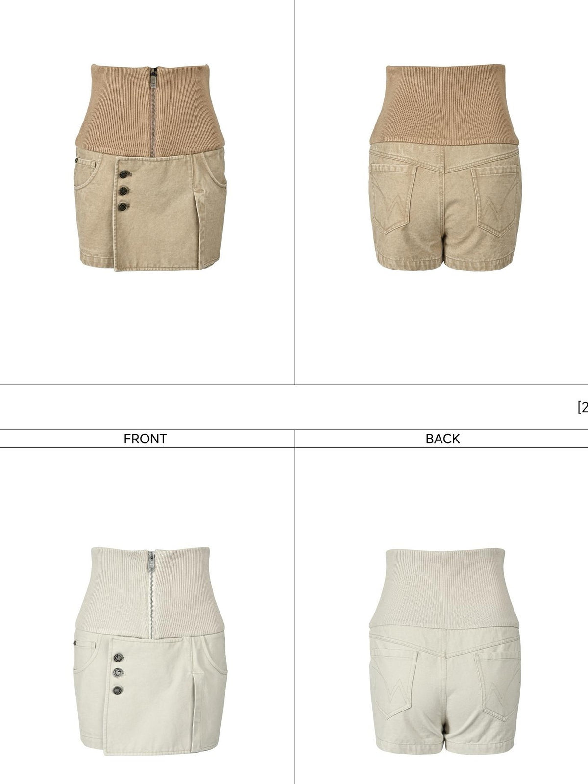 NORTH NODE Washed Distressed Ribbed Panel High Waist Women&