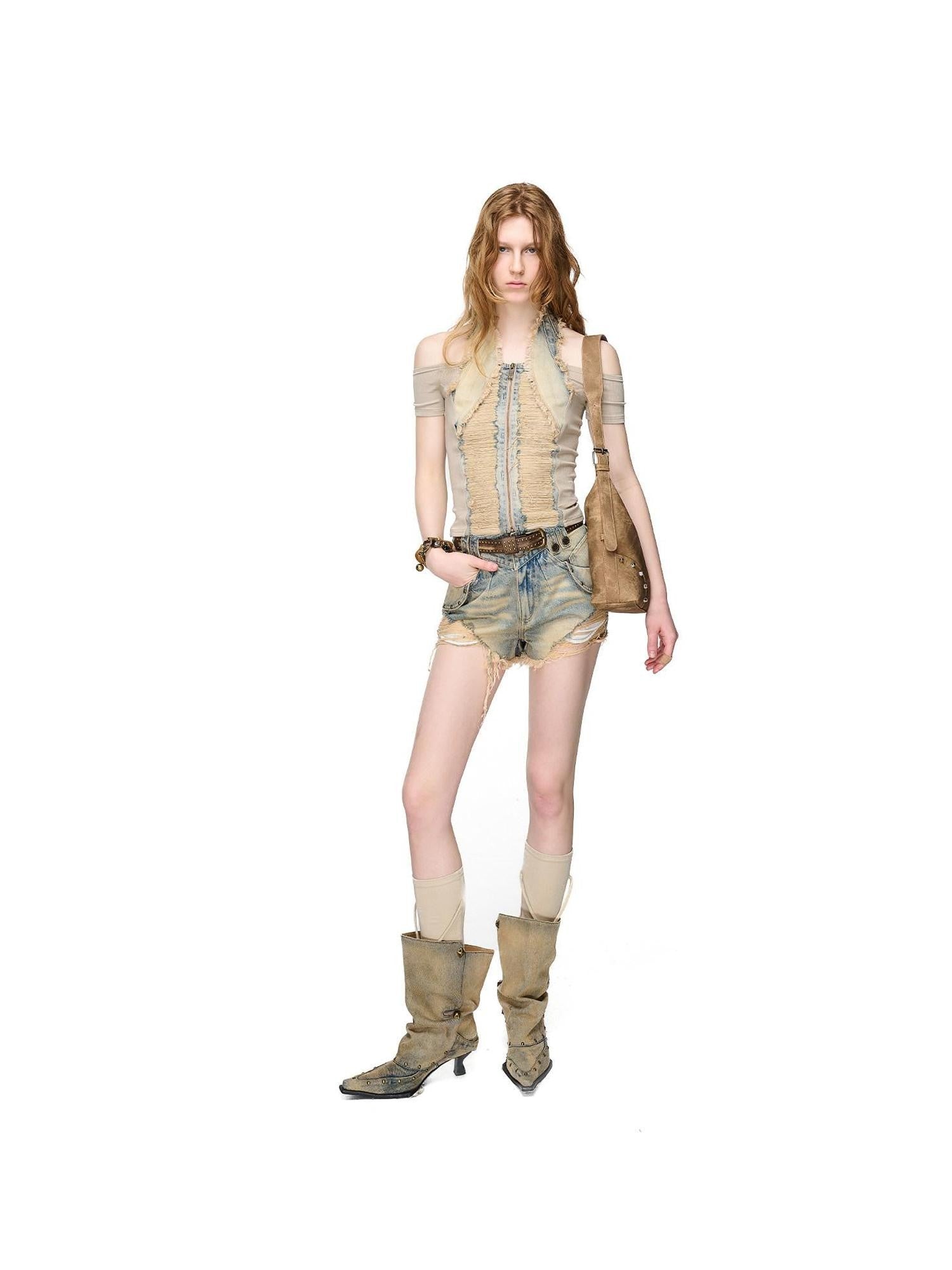 NORTH NODE Washed Distressed Ripped Women&
