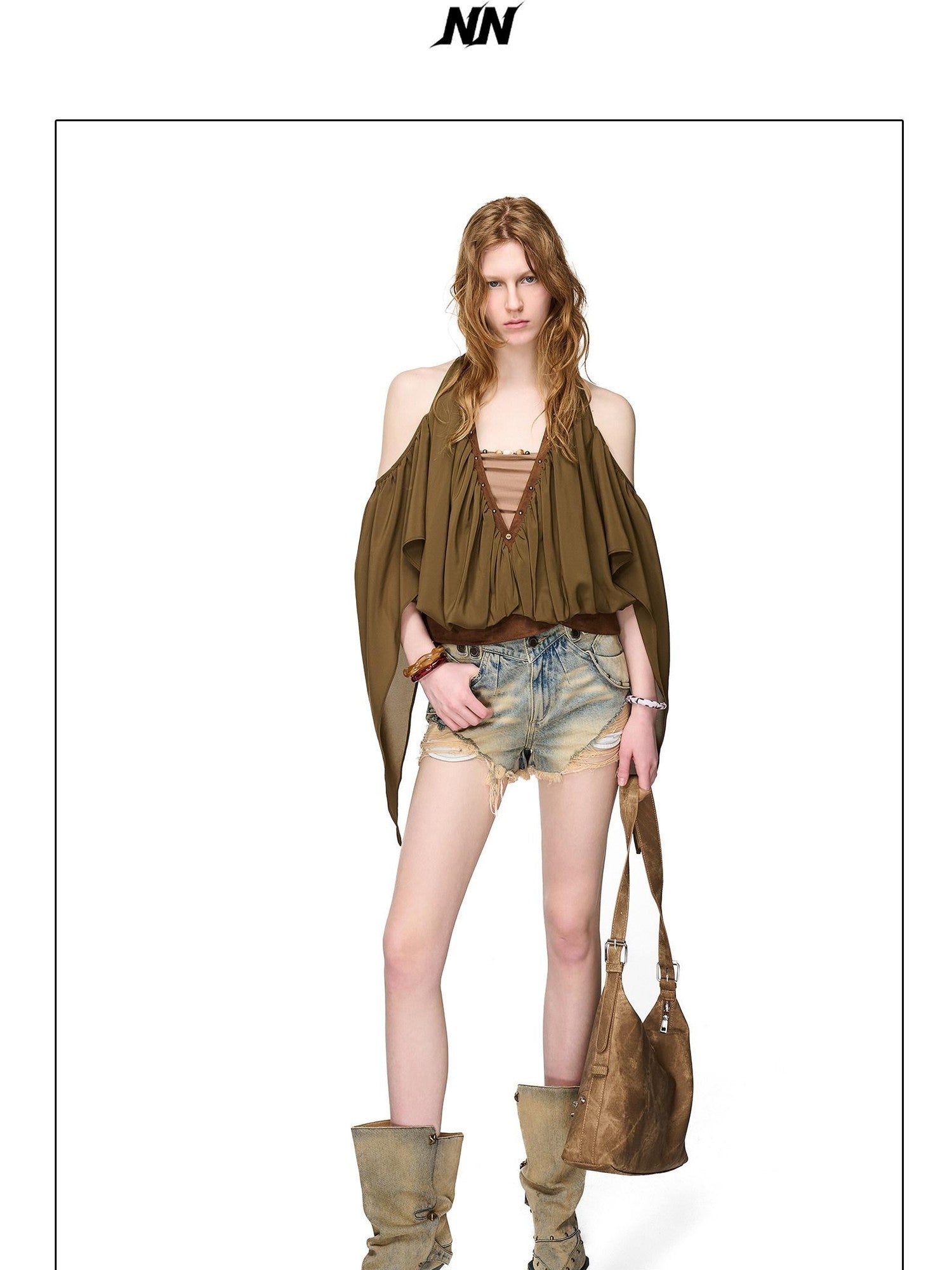NORTH NODE Washed Distressed Ripped Women&