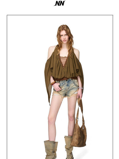 NORTH NODE Washed Distressed Ripped Women&