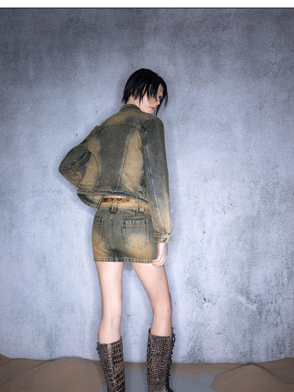 NORTH NODE Washed Distressed Vintage Faded Cropped Women&
