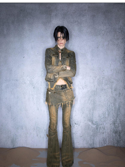 NORTH NODE Washed Distressed Vintage Faded Cropped Women&