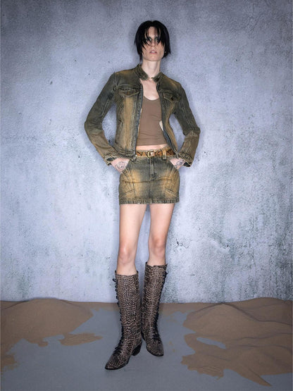 NORTH NODE Washed Distressed Vintage Faded Cropped Women&