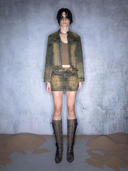 NORTH NODE Washed Distressed Vintage Faded Cropped Women&