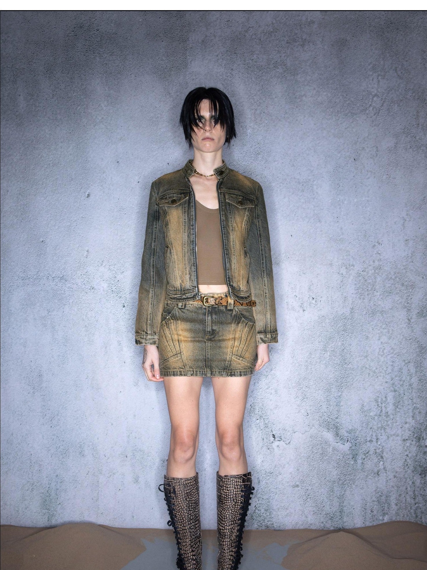 NORTH NODE Washed Distressed Vintage Faded Cropped Women&