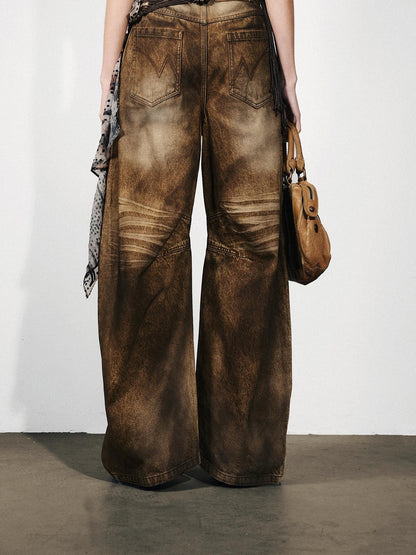 NORTH NODE Washed Distressed Whisker Curved Cut Women&