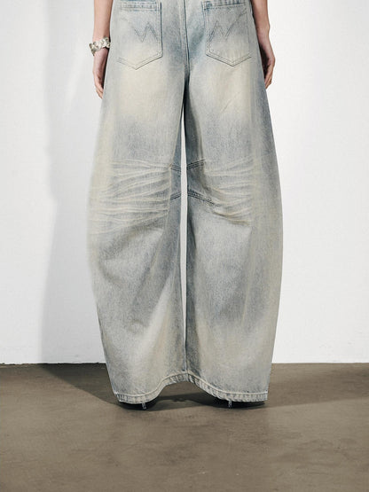 NORTH NODE Washed Distressed Whisker Curved Cut Women&