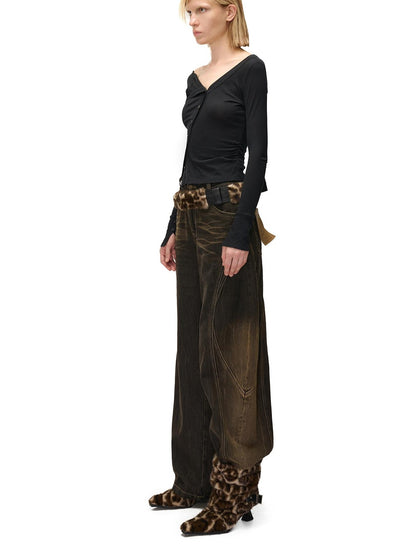 NORTH NODE Washed Distressed Wide-leg Women&