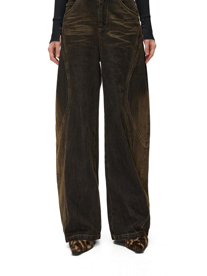 NORTH NODE Washed Distressed Wide-leg Women&