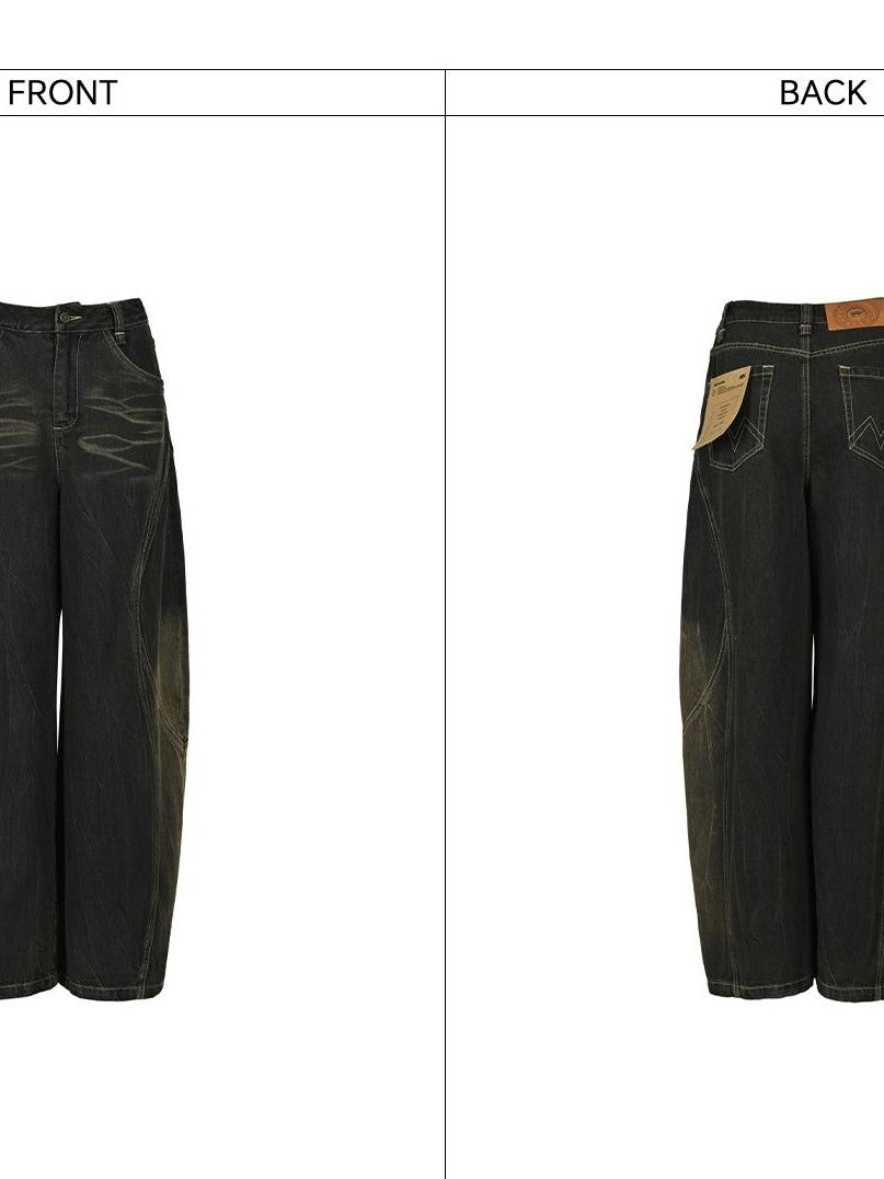 NORTH NODE Washed Distressed Wide-leg Women&