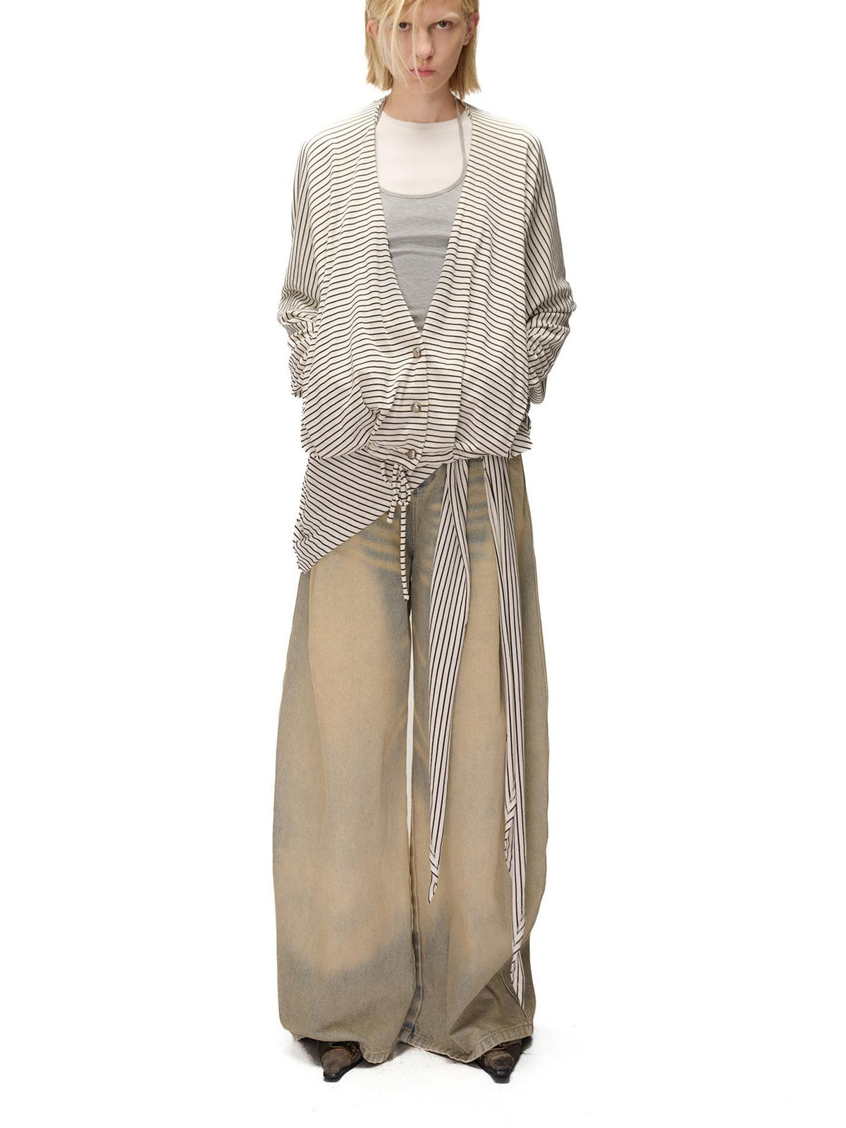 NORTH NODE Washed Distressed Wide-leg Women&