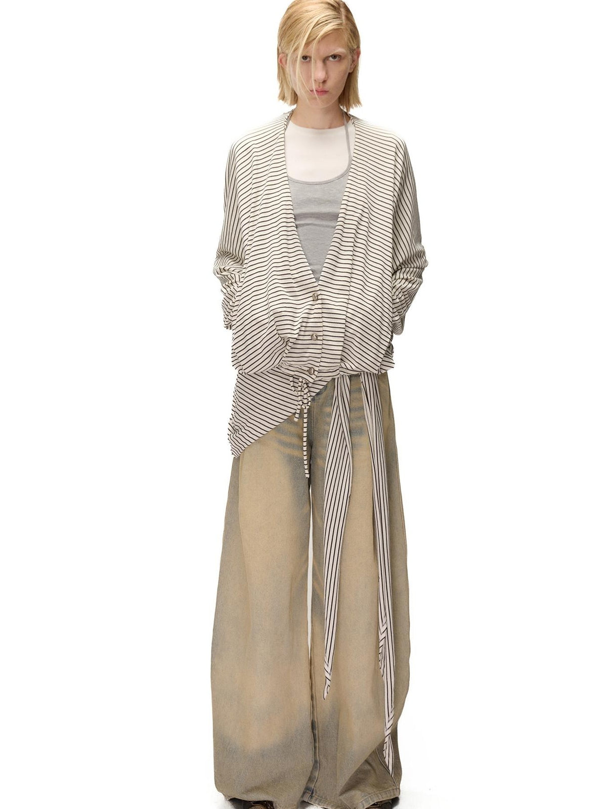NORTH NODE Washed Distressed Wide-leg Women&