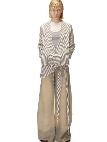 NORTH NODE Washed Distressed Wide-leg Women&
