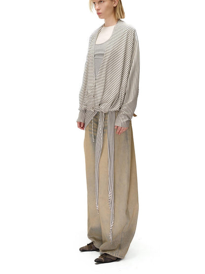 NORTH NODE Washed Distressed Wide-leg Women&
