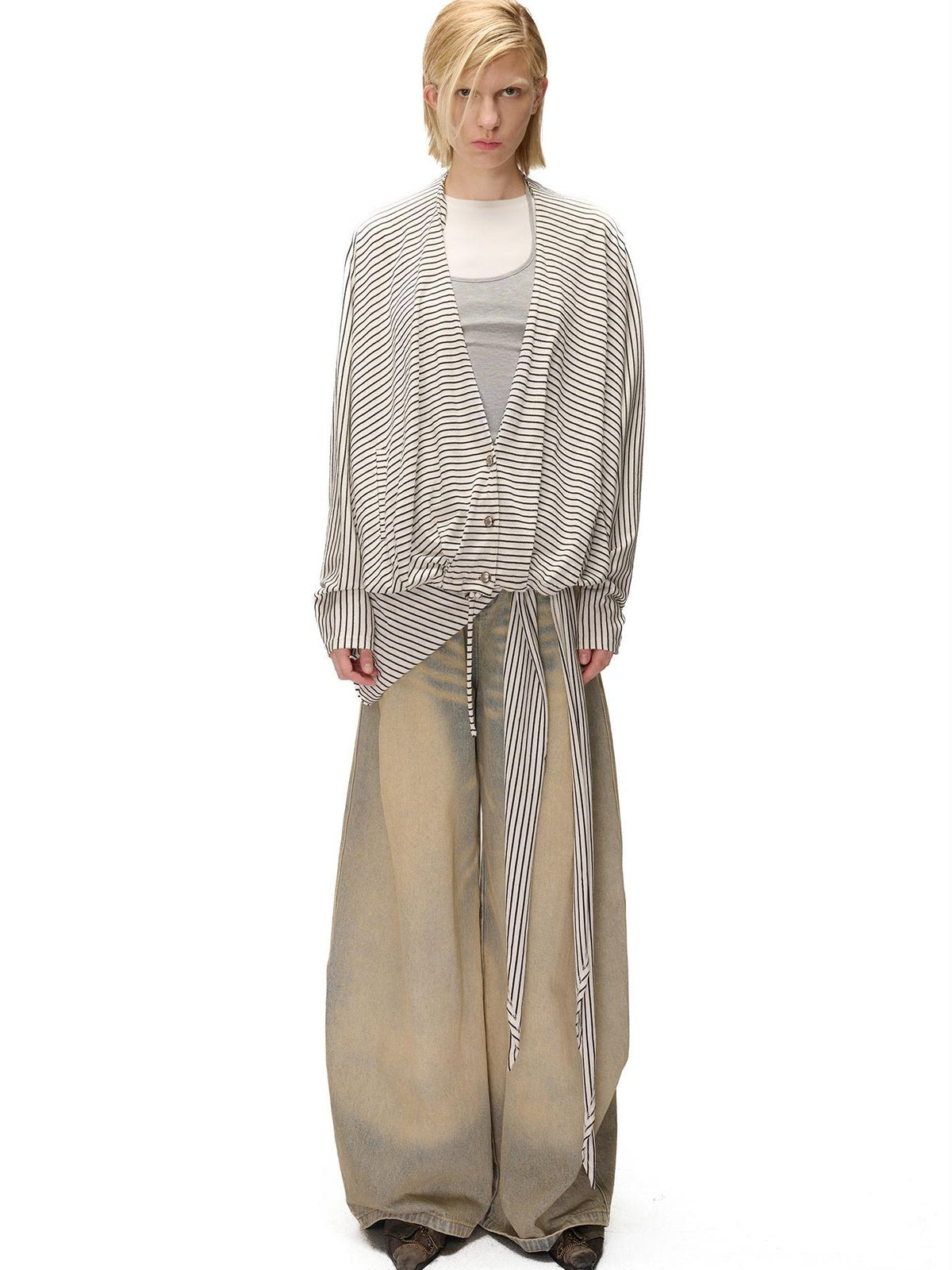 NORTH NODE Washed Distressed Wide-leg Women&