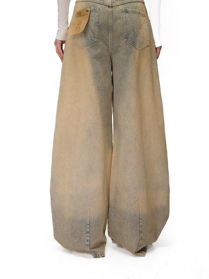 NORTH NODE Washed Distressed Wide-leg Women&