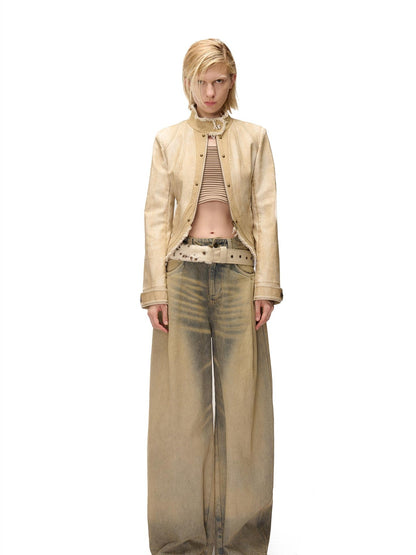 NORTH NODE Washed Distressed Wide-leg Women&
