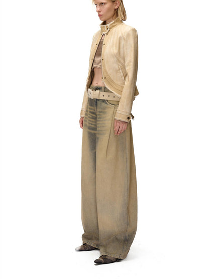 NORTH NODE Washed Distressed Wide-leg Women&