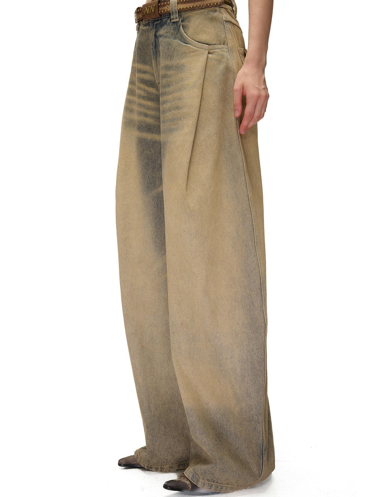 NORTH NODE Washed Distressed Wide-leg Women&