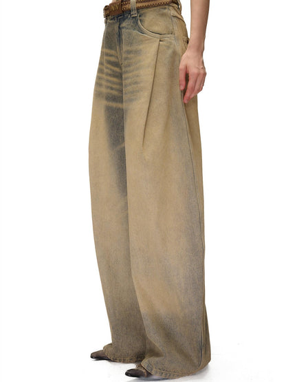 NORTH NODE Washed Distressed Wide-leg Women&