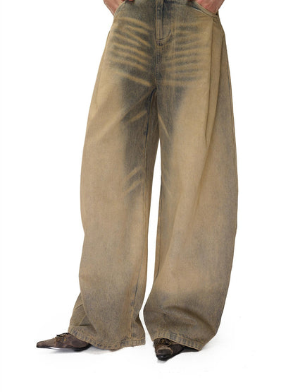 NORTH NODE Washed Distressed Wide-leg Women&