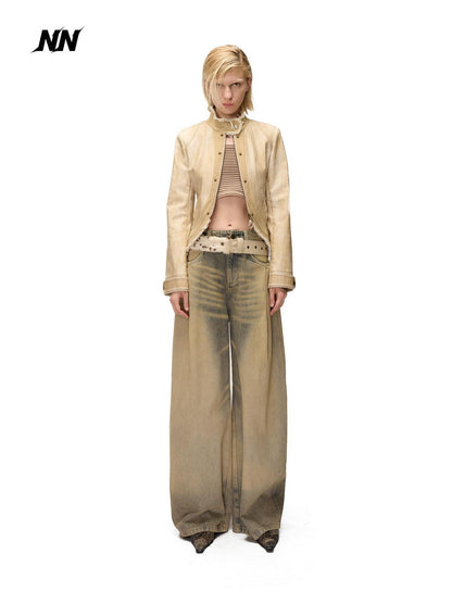 NORTH NODE Washed Distressed Wide-leg Women&