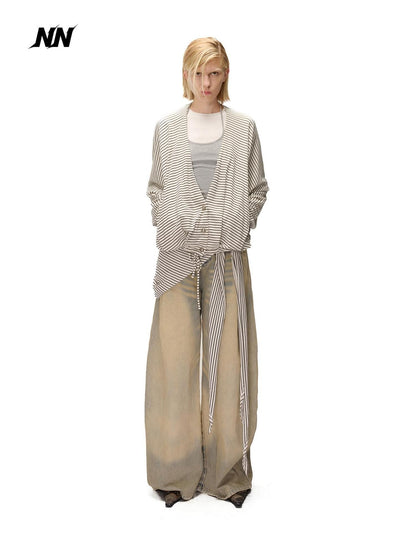 NORTH NODE Washed Distressed Wide-leg Women&