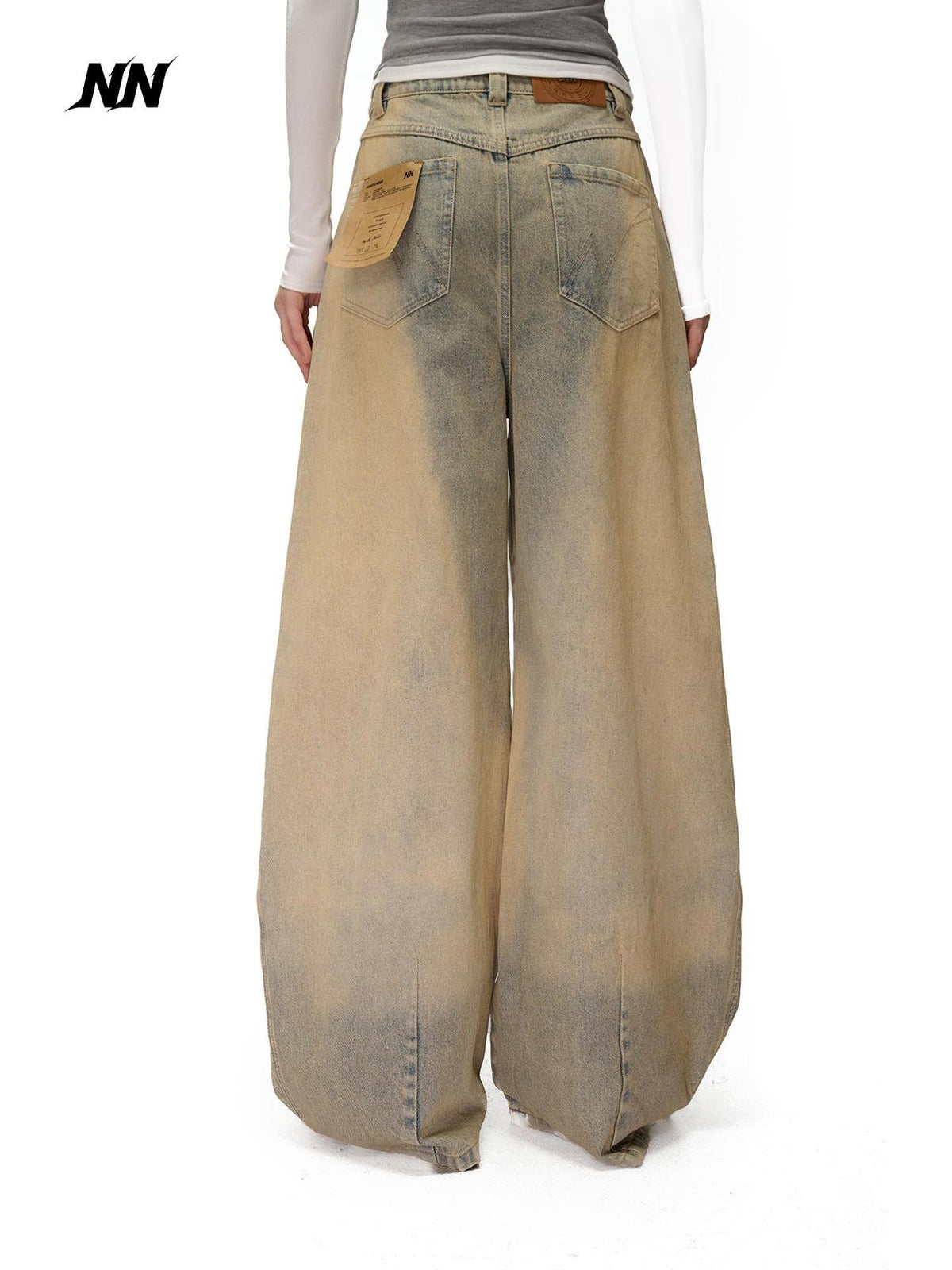 NORTH NODE Washed Distressed Wide-leg Women&