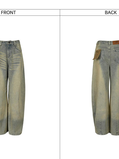 NORTH NODE Washed Distressed Wide-leg Women&
