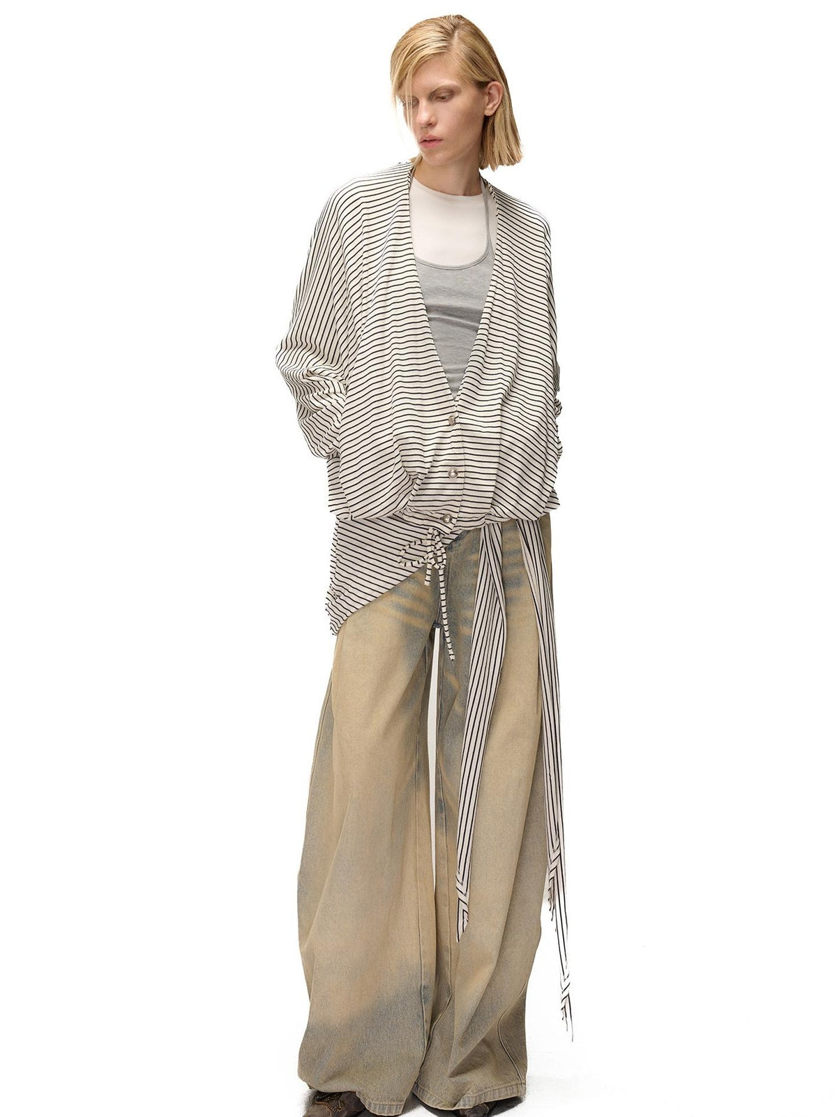 NORTH NODE Washed Distressed Wide-leg Women&